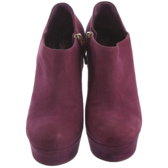 Yves Saint Laurent YSL Rive Gauche Suede Mules | Burgundy | Size 7 - Picture 3 of 6